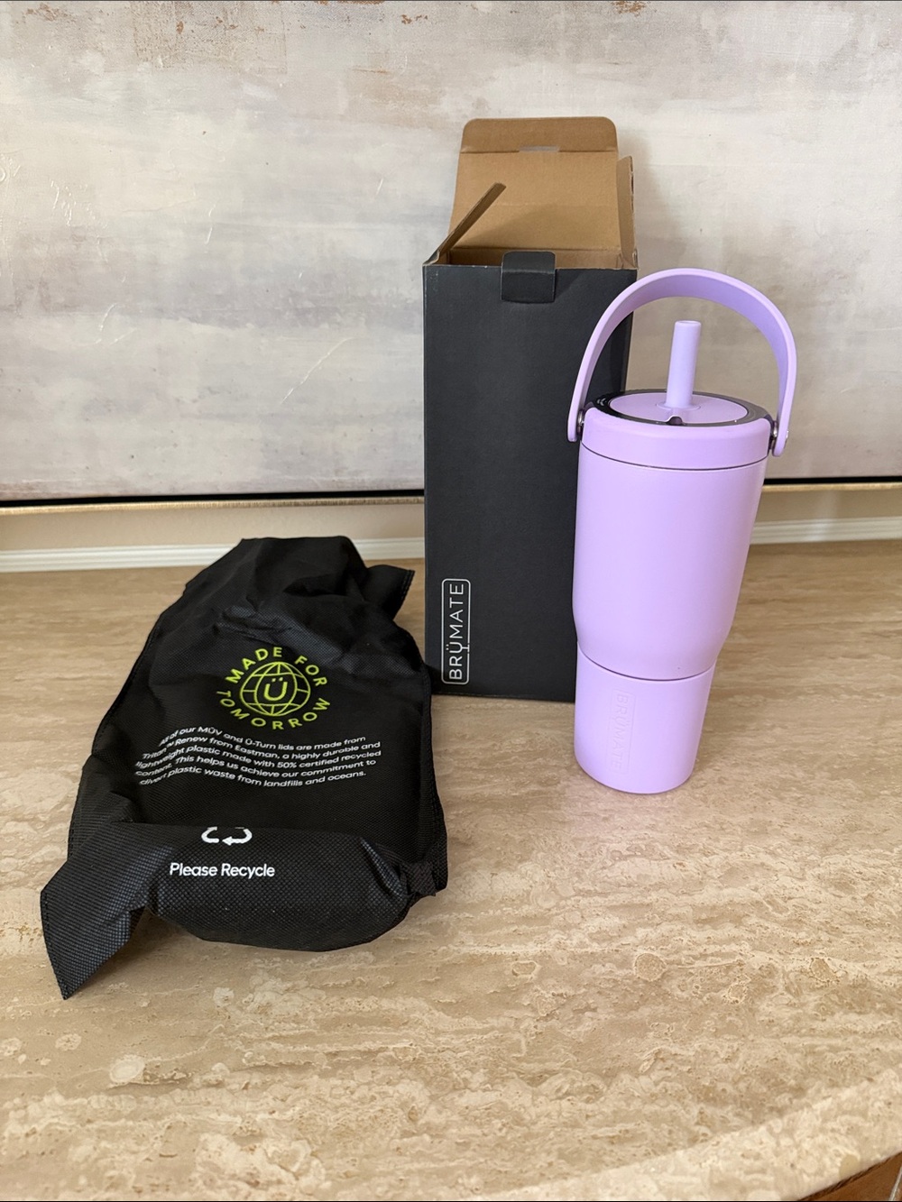 BrüMate Lilac Insulated Tumbler with Handle & Straw new in box